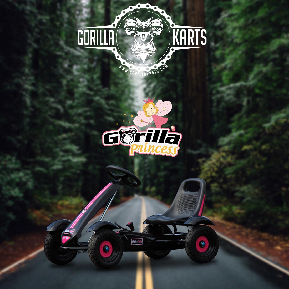 Gorilla Princess Pedal Go Kart Pink + Tipping Trailer – gorilla-karts