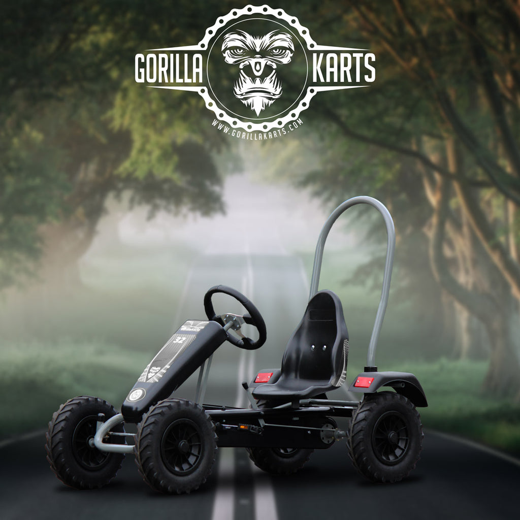 Gorilla Large Pedal Go Kart Black n White Tractor Wheels