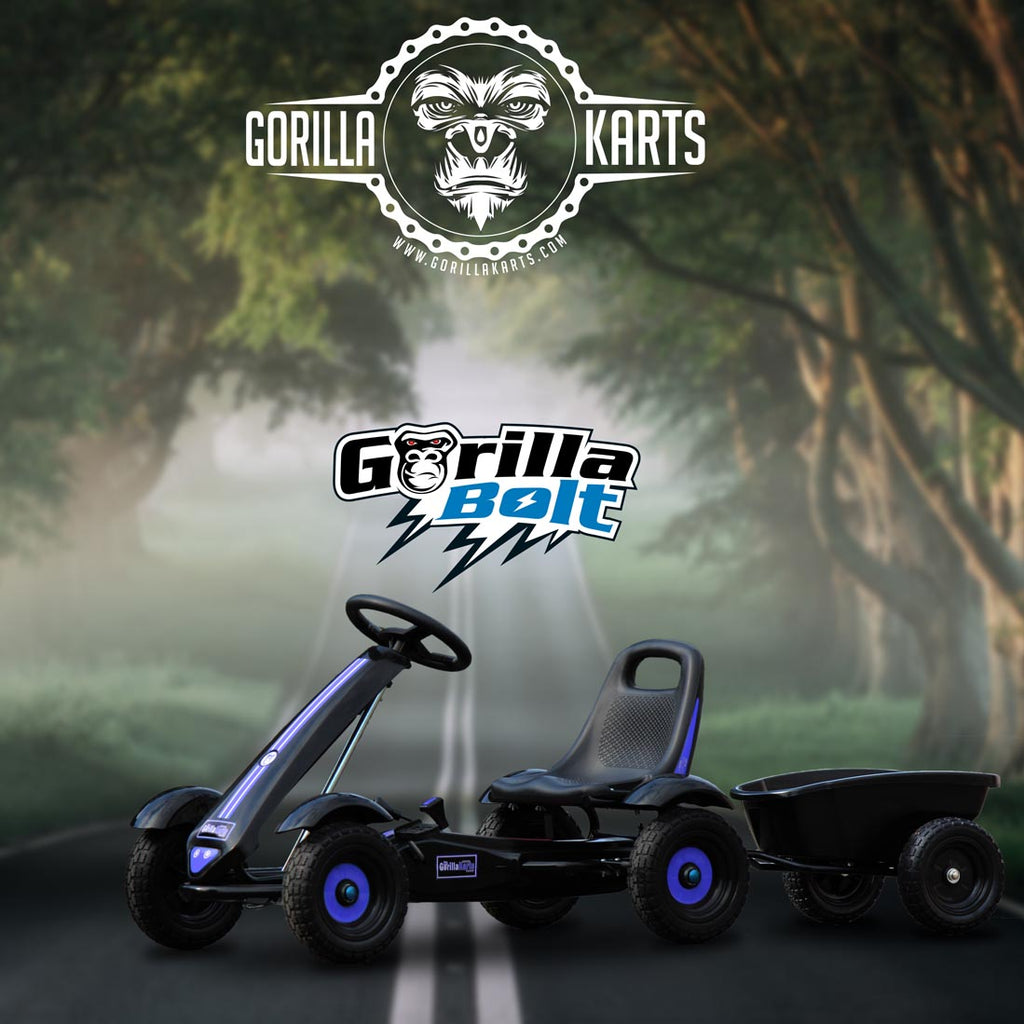 Gorilla Bolt Pedal go kart Blue + Tipping Trailer