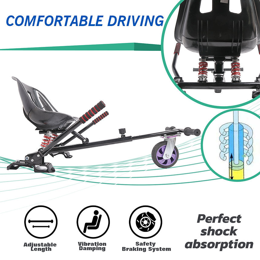 Suspension hoverkart seat hoverboard seat attachment Black Gorilla Karts