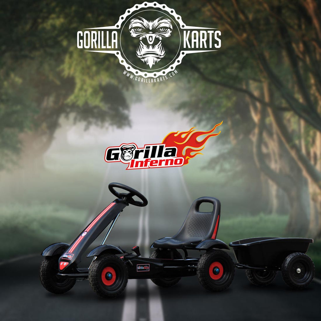 Gorilla Inferno Pedal go kart Red + Tipping Trailer