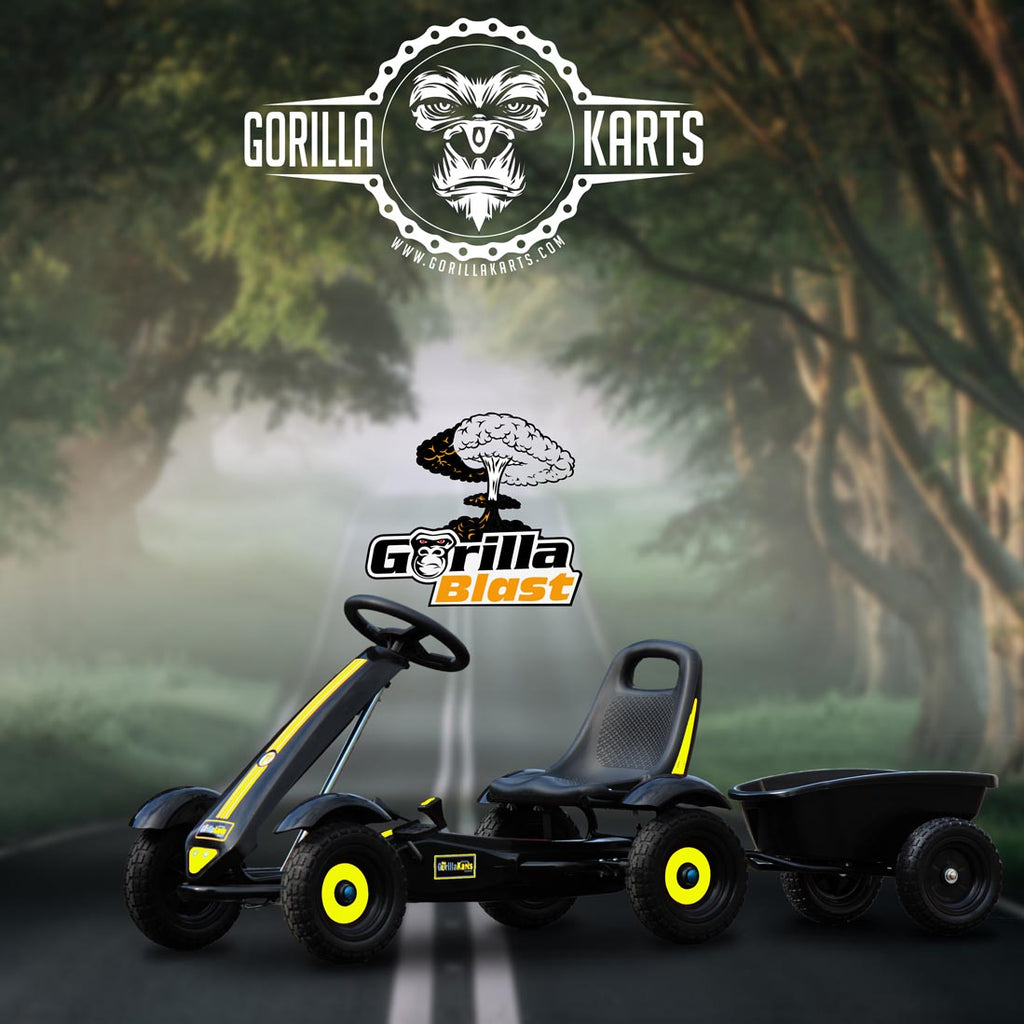 Gorilla Blast Pedal go kart Yellow + Tipping Trailer